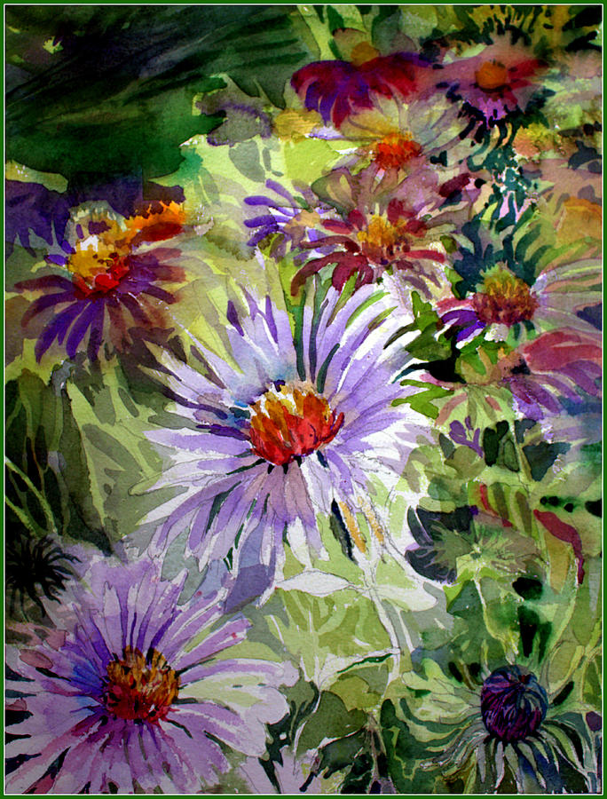 Purple Stem Asters Painting by Mindy Newman