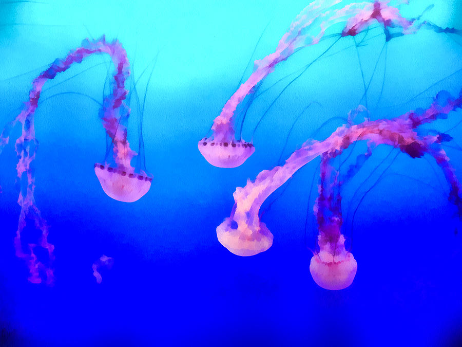Purple-Striped Jellyfish Mixed Media by Priya Ghose