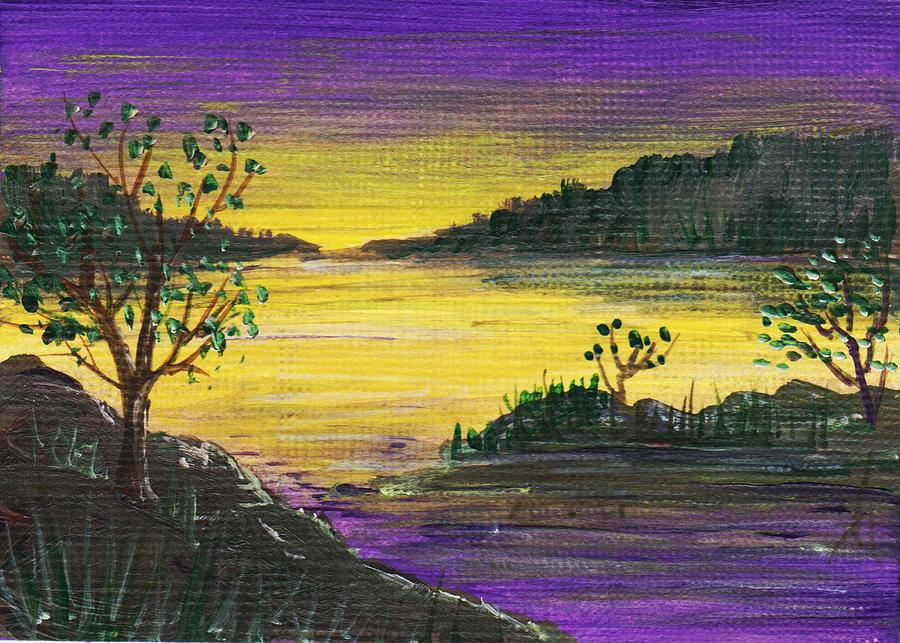 Sunset Painting - Purple Sunset by Anastasiya Malakhova