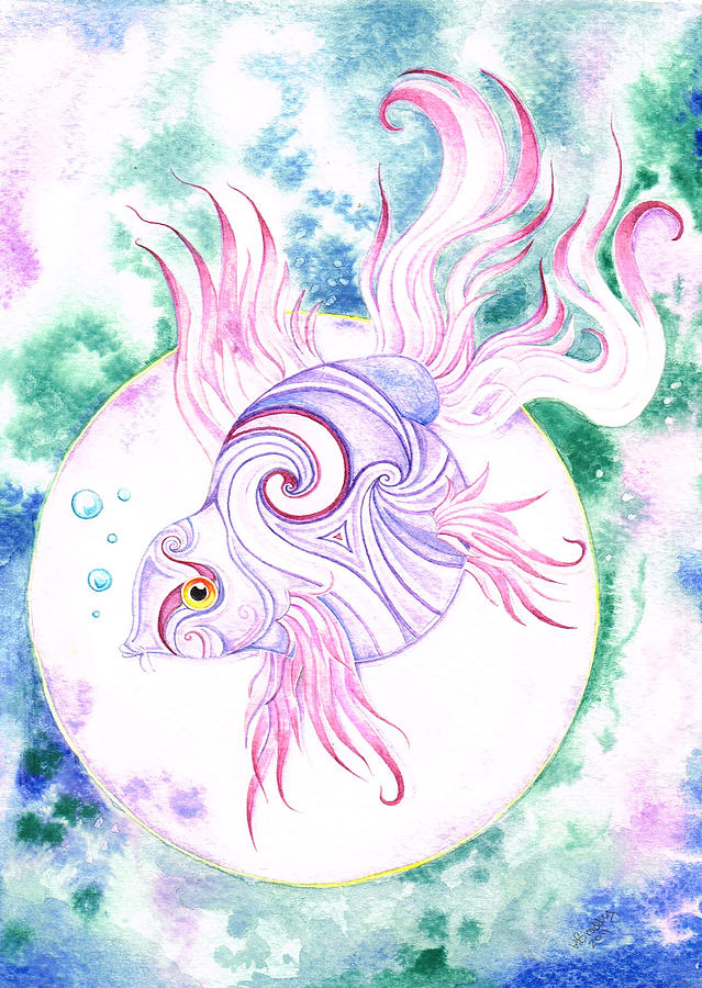 Fish Painting - Purple Swirled Fairy Fish by Heather Bradley
