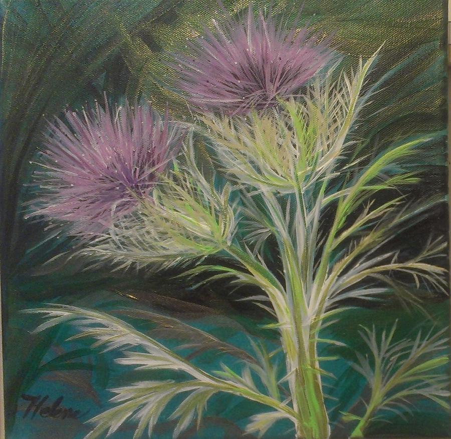 Purple Thistle Painting by Helene Thomason - Fine Art America