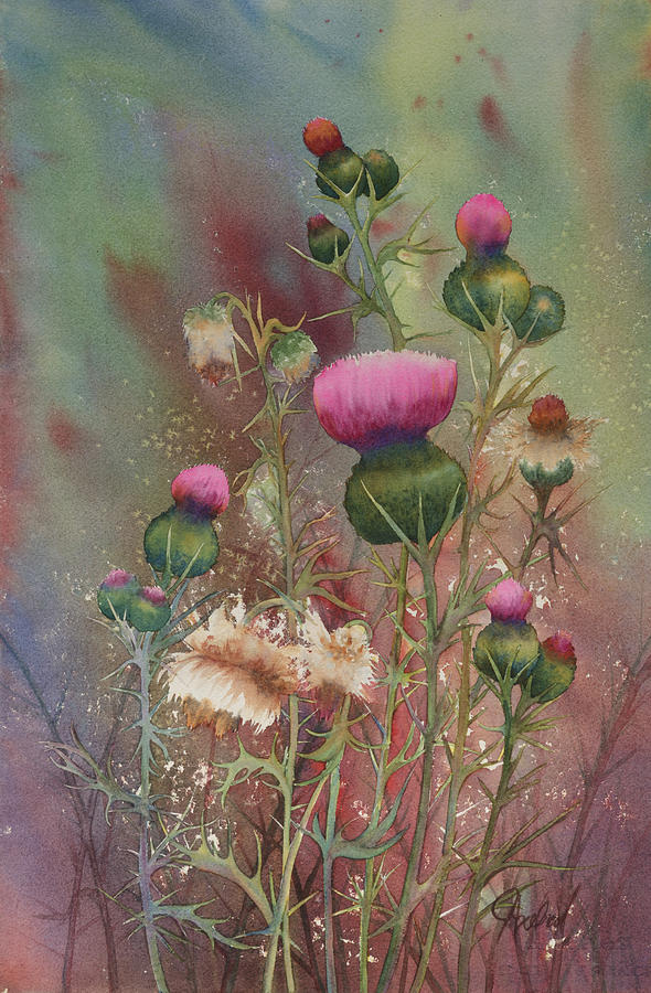 Purple Thistle Painting by Johanna Axelrod
