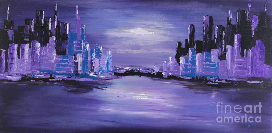 Purple Town Painting by Preethi Mathialagan