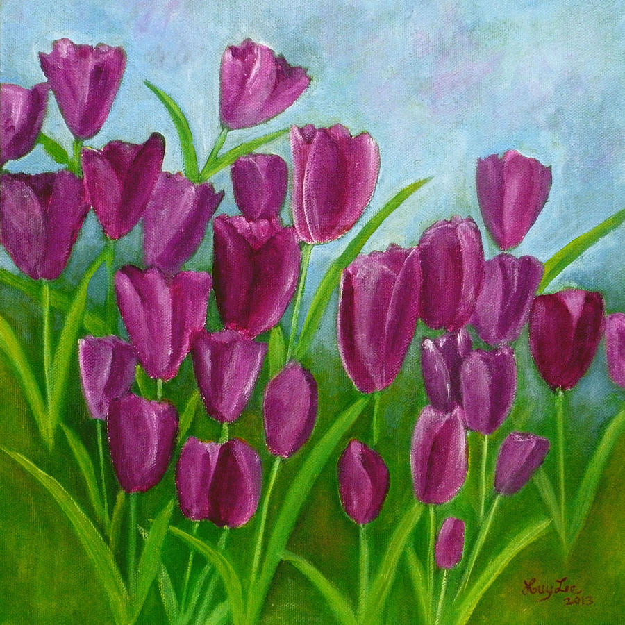 Purple Tulips Painting by Huy Lee - Fine Art America