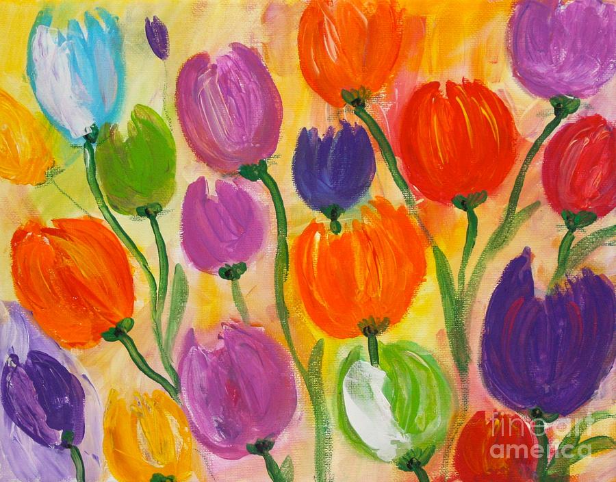 Purple tulips Painting by Marion Kindermann - Fine Art America