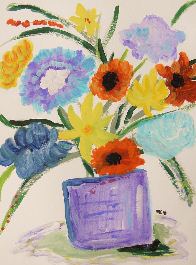 Purple Vase Filled Painting by Mary Carol Williams
