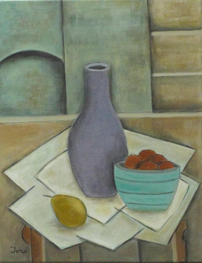 Purple Vase with Fruit Painting by Trish Toro