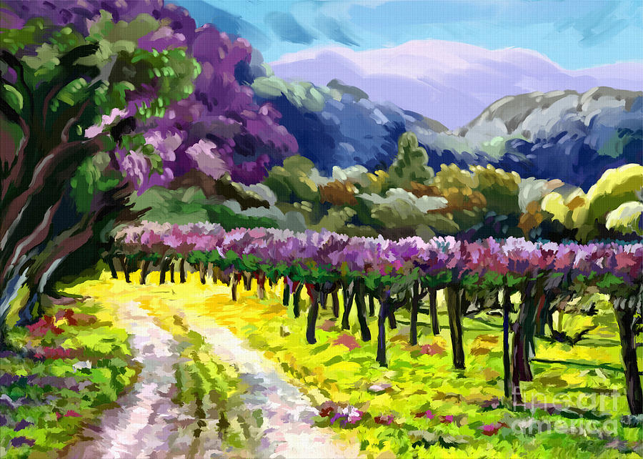 Purple Vineyard Tex Painting by Tim Gilliland