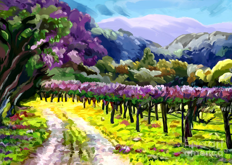 Purple Vineyard Painting by Tim Gilliland