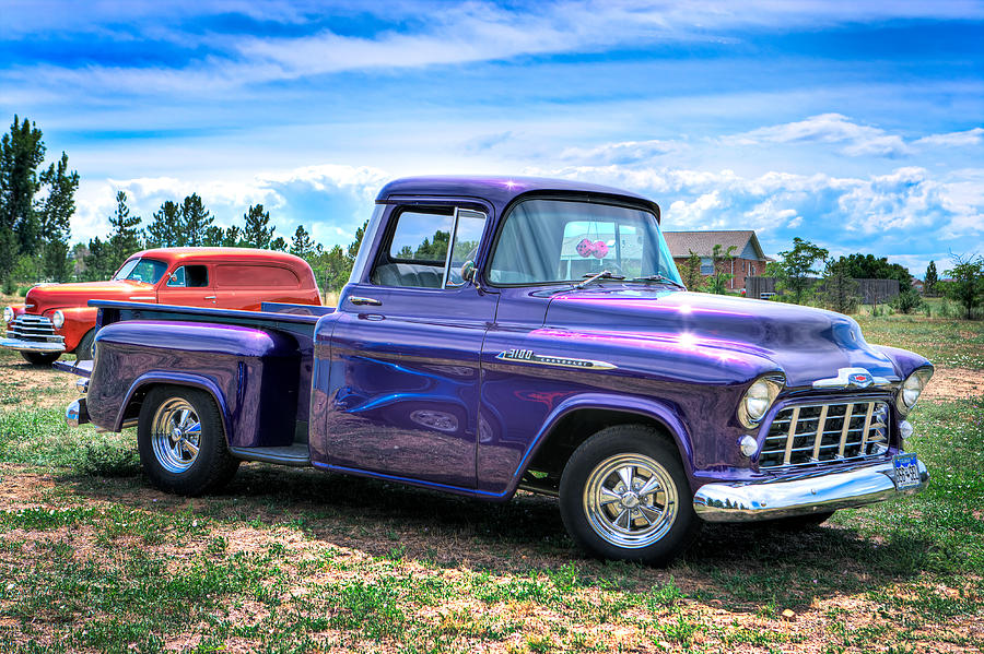 Vintage Vehicle Photograph - Purple Vintage Truck by James O Thompson