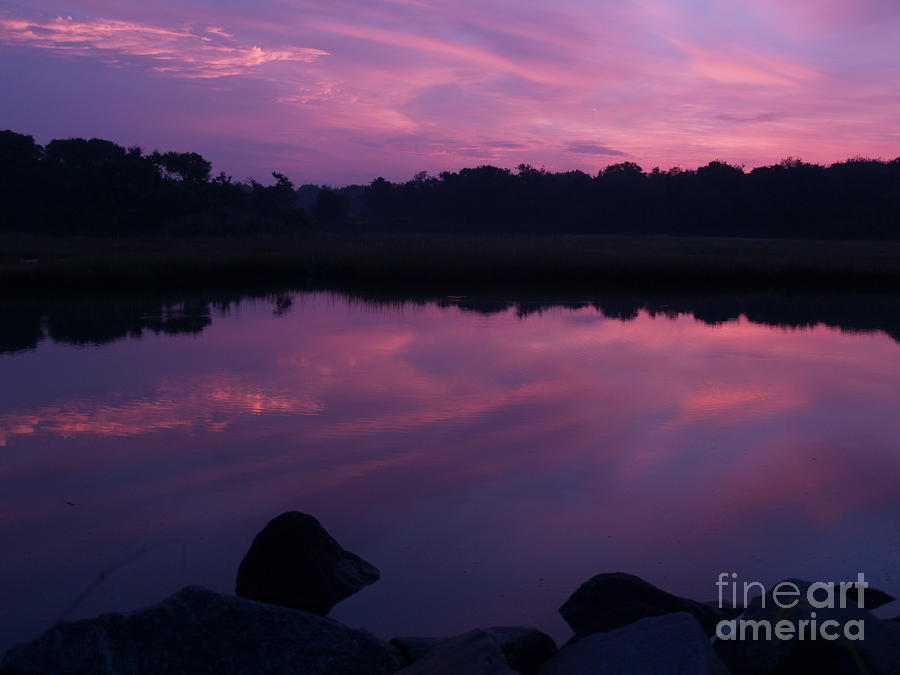 Sunset Photograph - Purple Weekapaug Sunrise over Pond -  Rhode Island by Anna Lisa Yoder