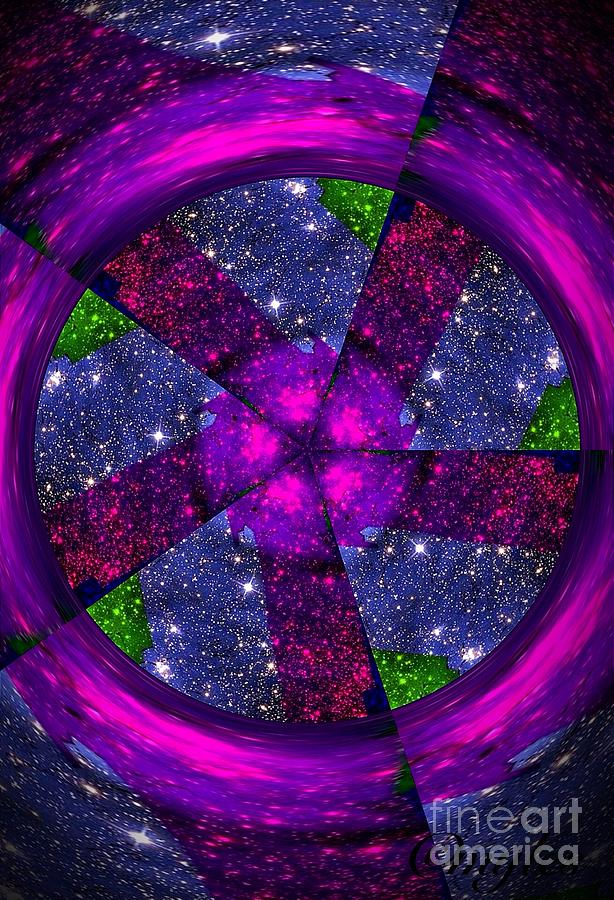 Space Painting - Purple Wheel Vortex by Saundra Myles