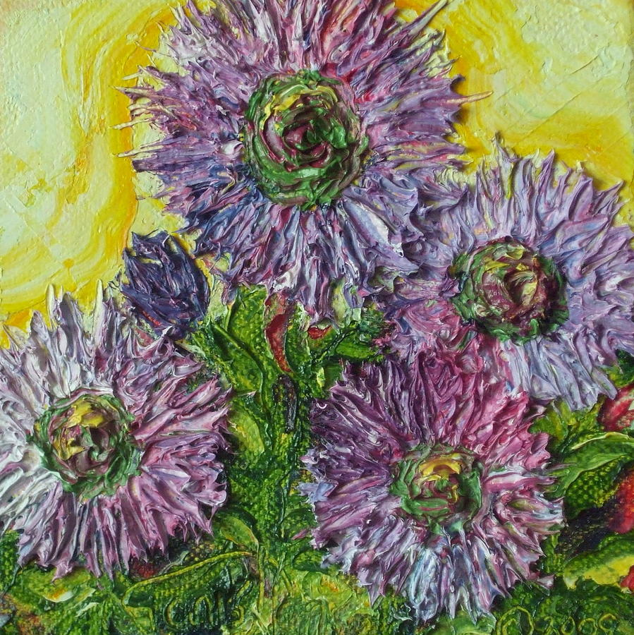 Purple Wild Bergamot Flowers Painting by Paris Wyatt Llanso