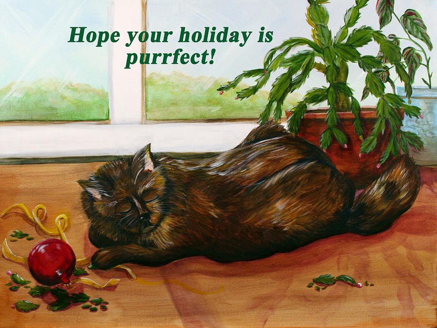 Purrfect Christmas Painting by Dorothy Riley