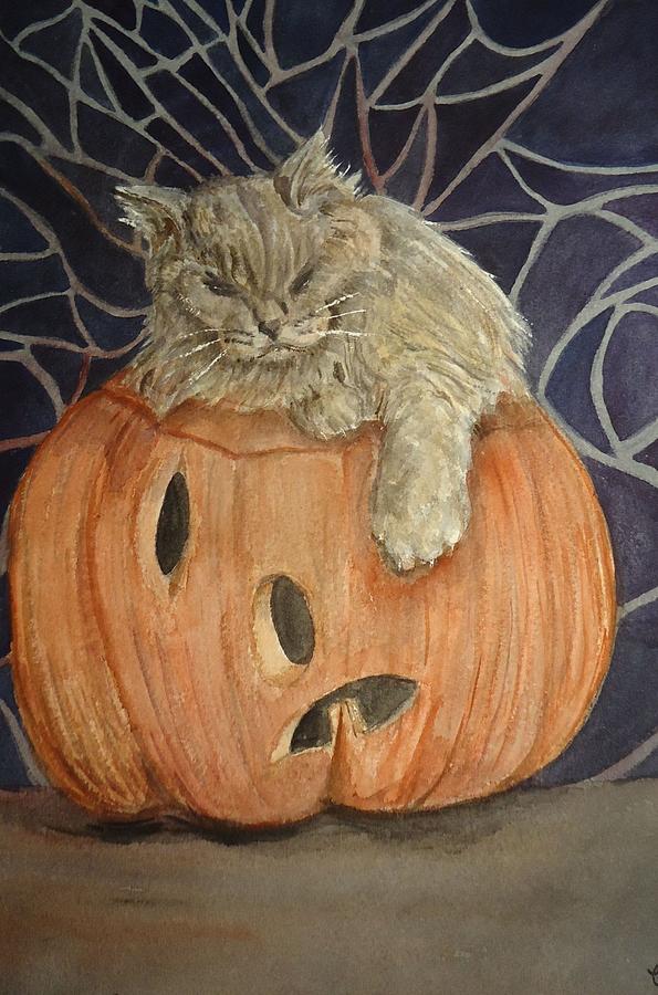 Purrfect Halloween Painting by Charme Curtin