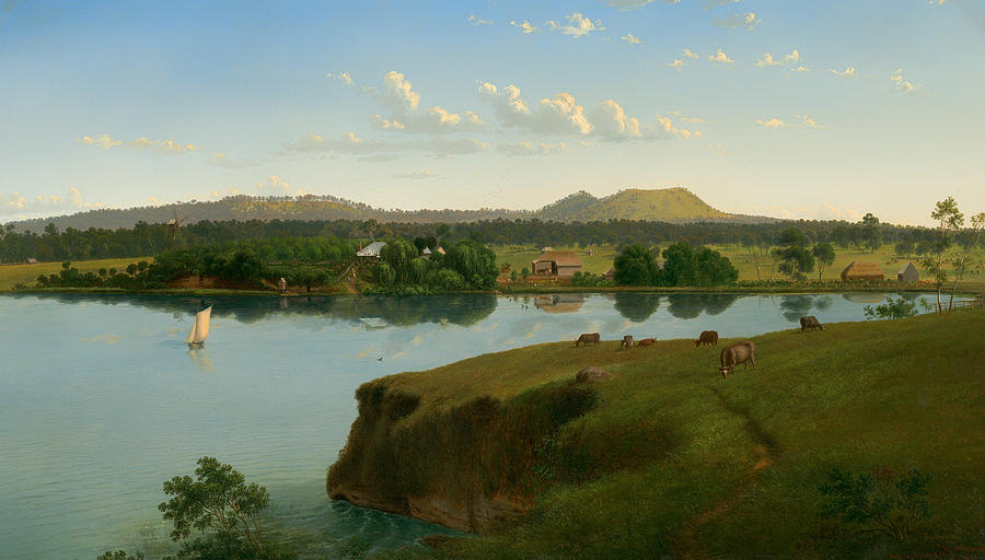 Vintage Painting - Purrumbete from across the Lake by Mountain Dreams