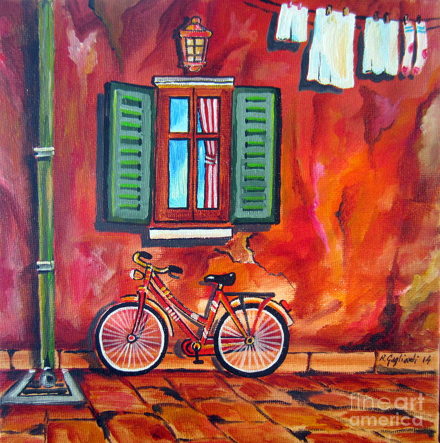 Pushbike in a Roma Alley Painting by Roberto Gagliardi