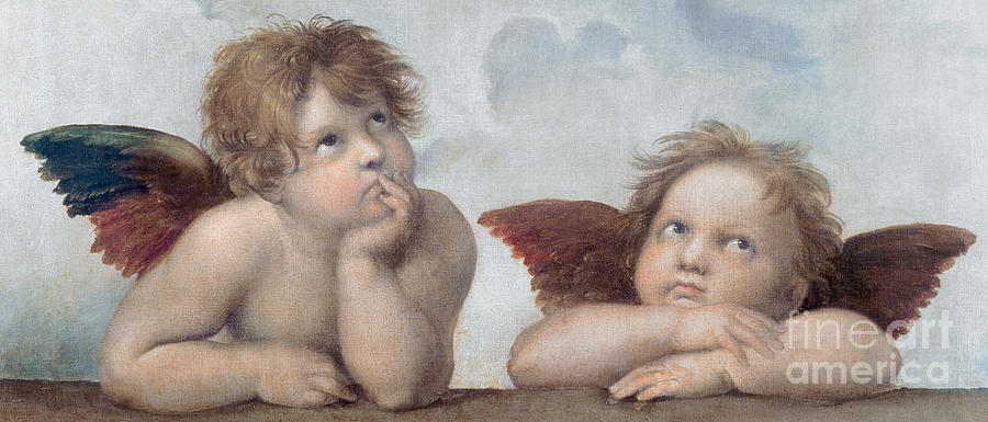 Putti detail from The Sistine Madonna Painting by Raphael
