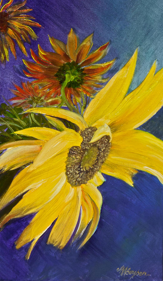 Sunflower Painting - Puttin on a Sunny Face by Maryann Boysen
