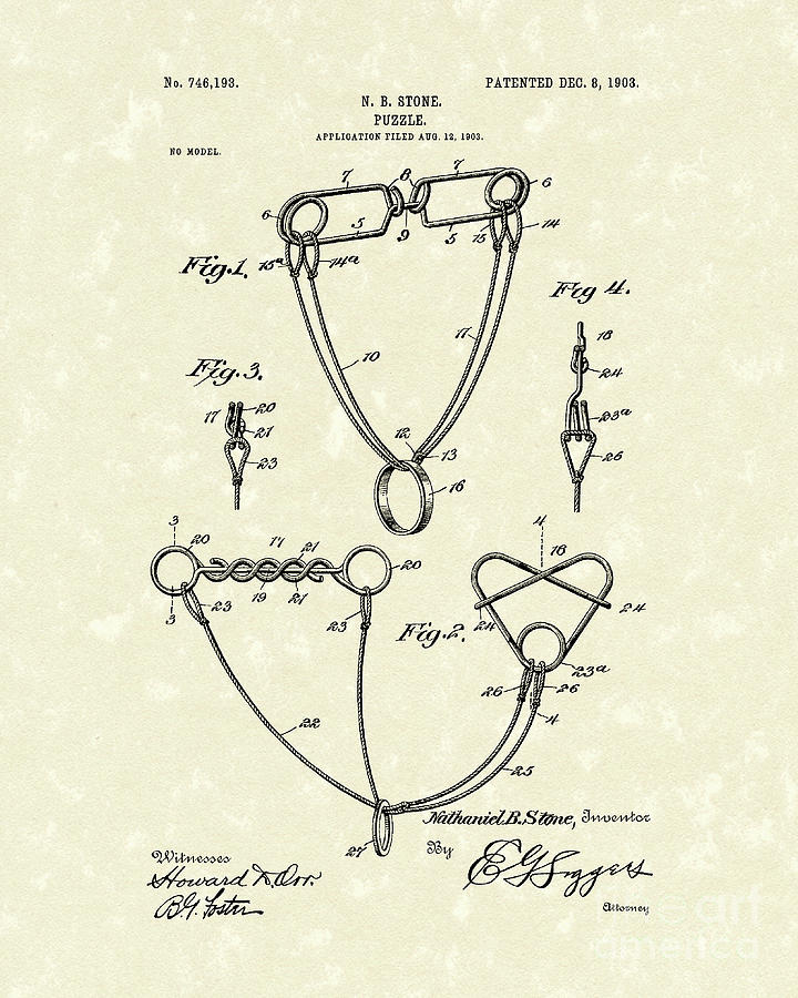 Puzzle 1903 Patent Art  Drawing by Prior Art Design