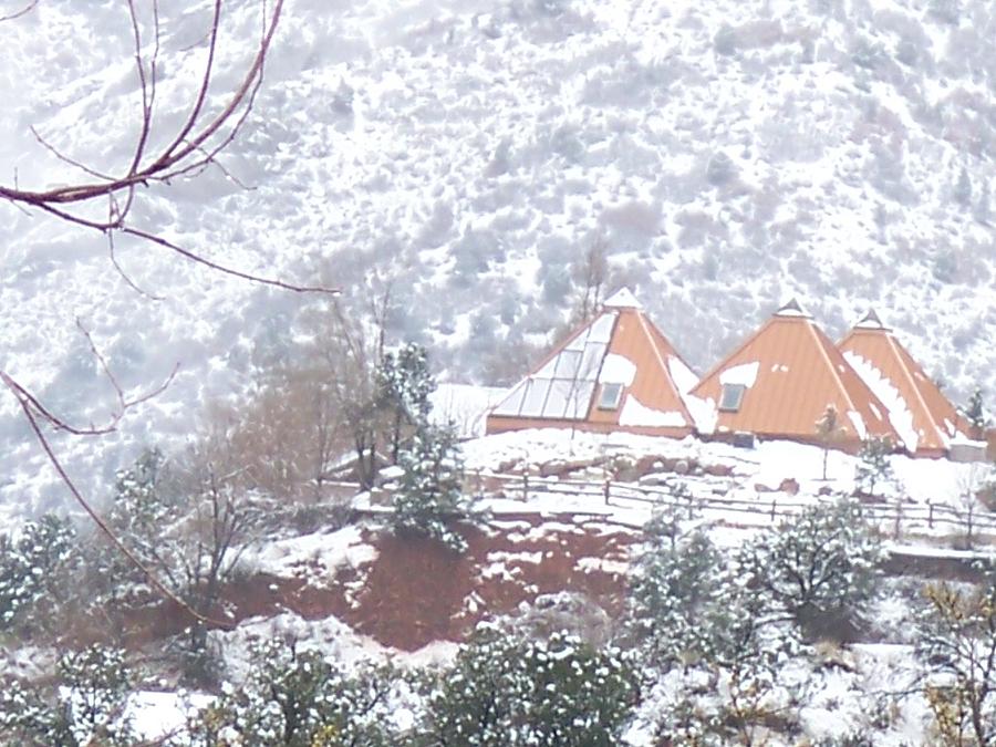 Pyramid Houses in Snow Photograph by Lanita Williams