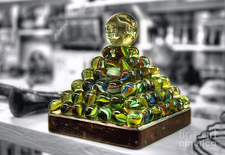 Vintage Photograph - Pyramid of Old Marbles by Kaye Menner