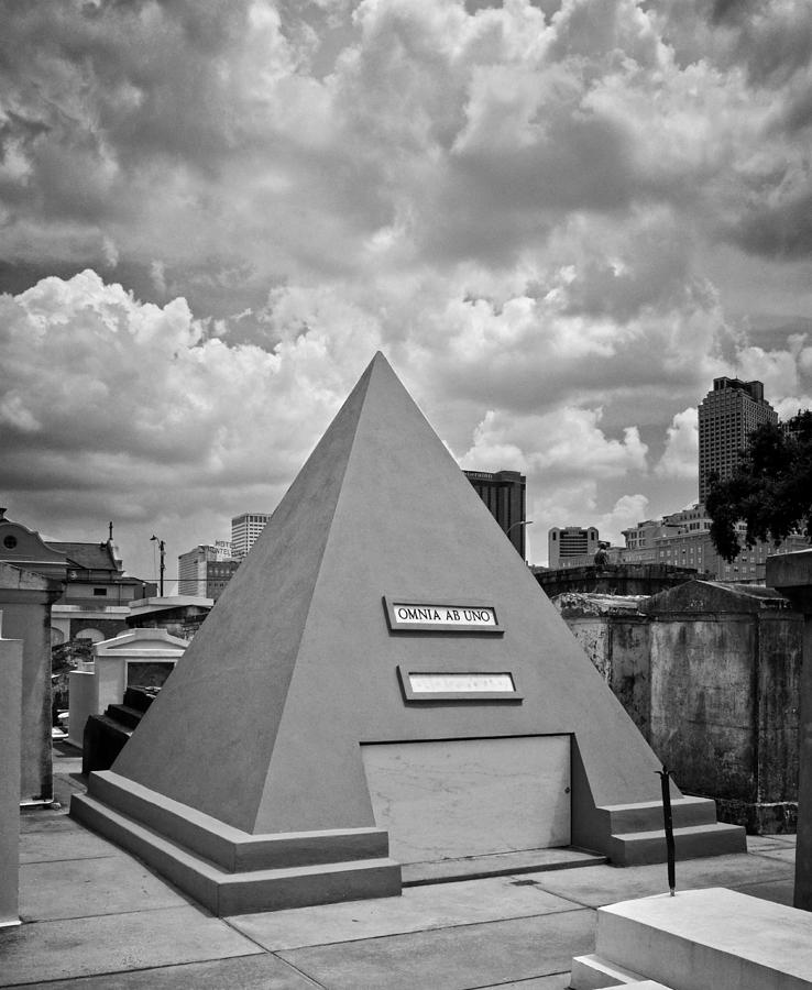 Nicolas Cage Photograph - Pyramid of Saint Louis Cemetery in Black and White by Greg and Chrystal Mimbs