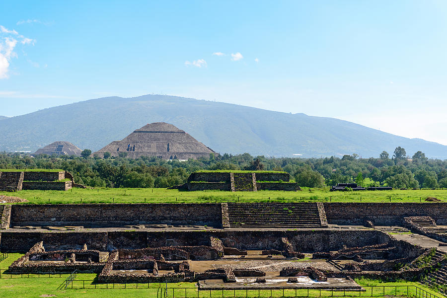 Pyramid of the Moon and the pyramid of the Sun in Mexico City Photograph by Marek Poplawski
