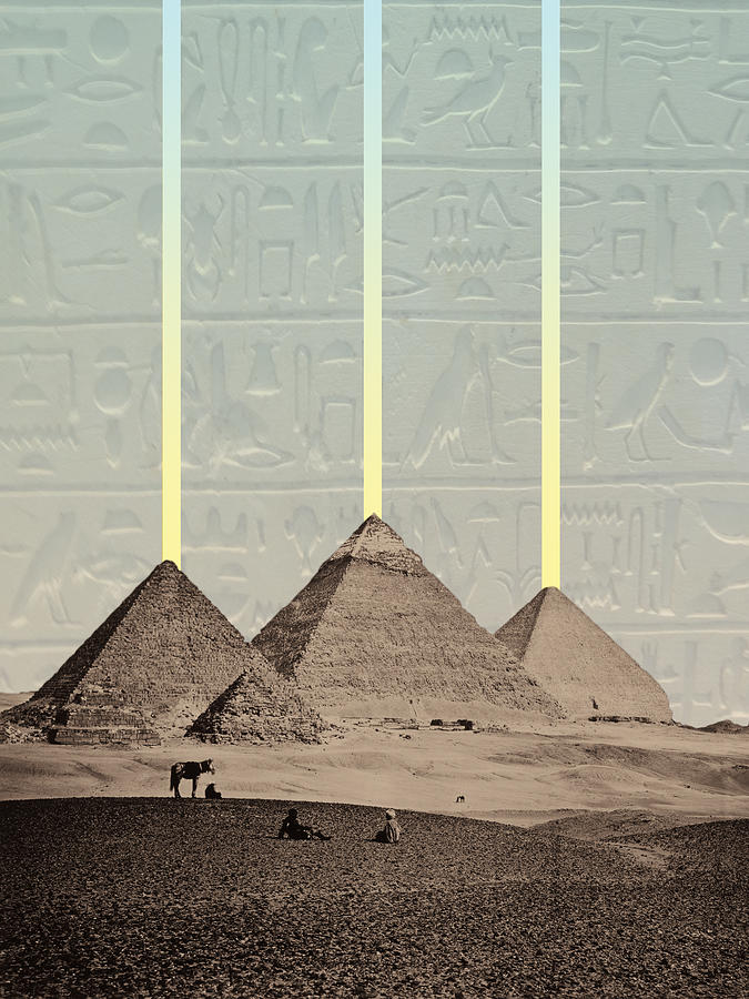 Alien Digital Art - Pyramids Hieroglyphs Spotlights by    