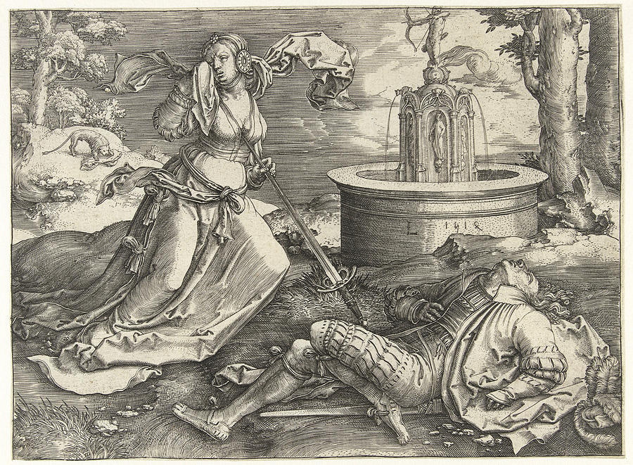 Pyramus and Thisbe Drawing by Lucas van Leyden