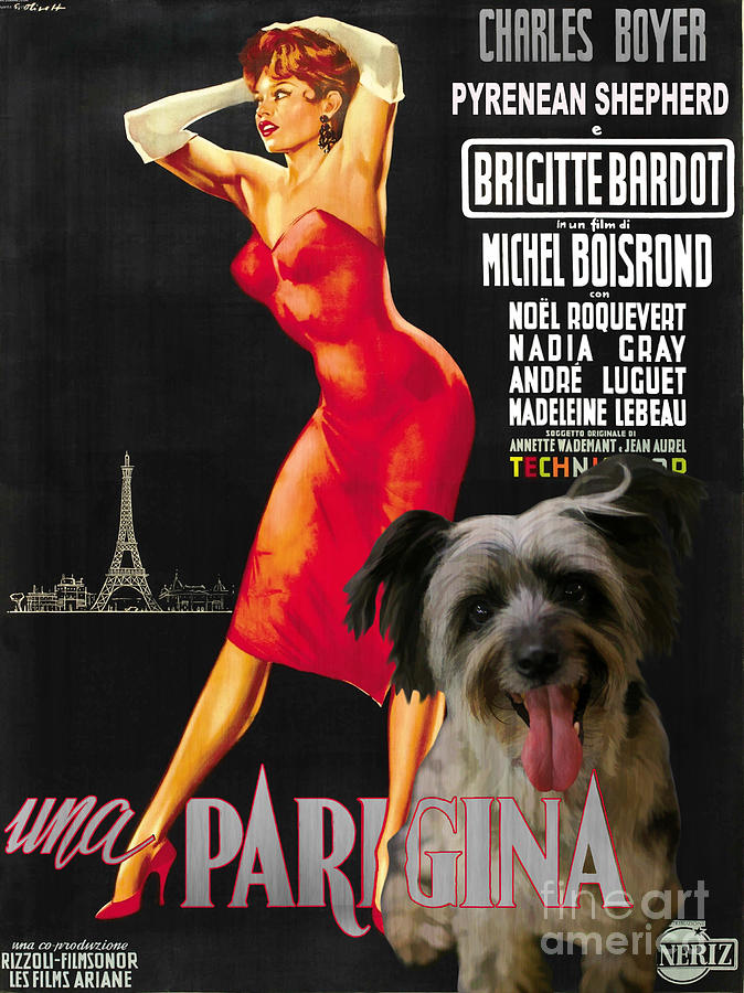 Pyrenean Shepherd Art Canvas Print - Una Parigina Movie Poster Painting by Sandra Sij