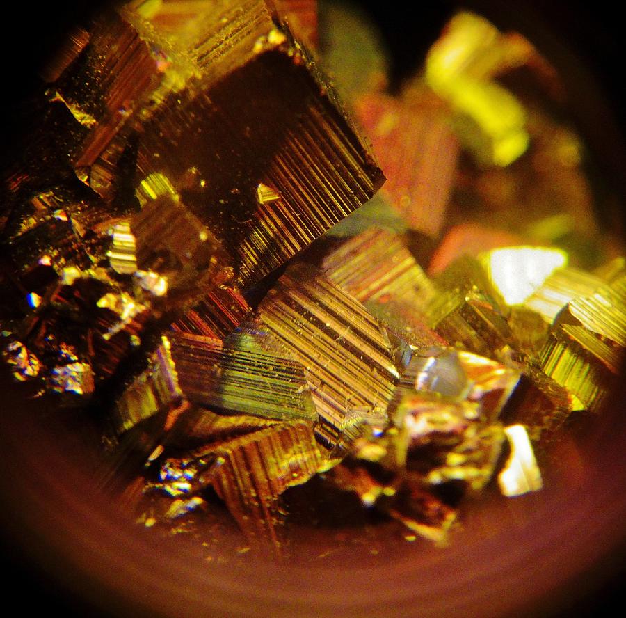Cube Photograph - Pyrite Crystals 2 by Sarah Pemberton