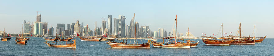 Qatars dhow fleet Photograph by Paul Cowan