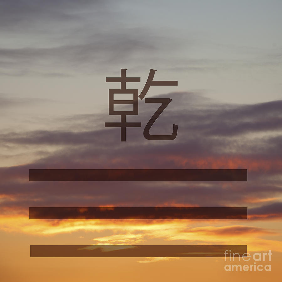 Sunset Photograph - Qian trigram on sunset sky by Liz Leyden