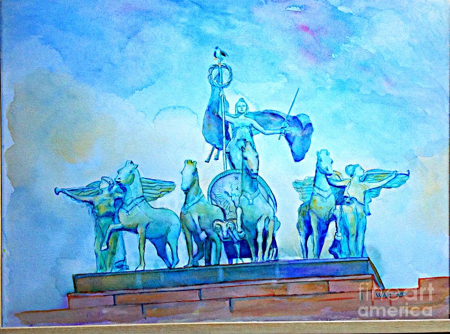 Quadriga Above the Arch At Grand Army Plaza Painting by Nancy Wait