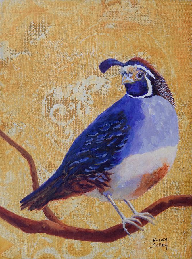 Quail and Lace Painting by Nancy Jolley