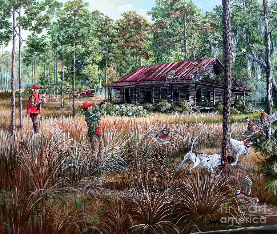 Dog Painting - Quail Hunting- On Familiar Ground by Daniel Butler