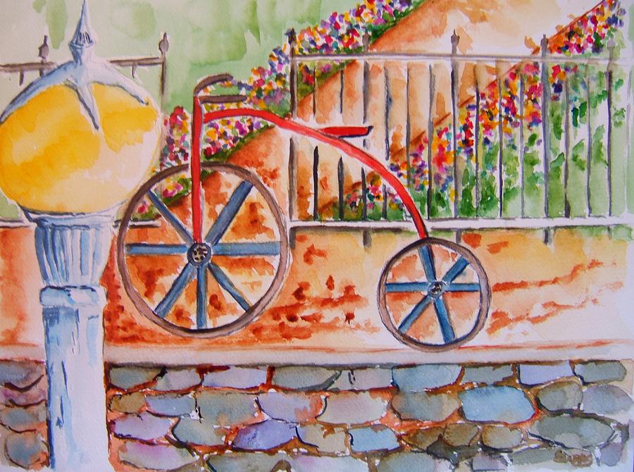 Bicycle Painting - Quaint Ride by Elaine Duras