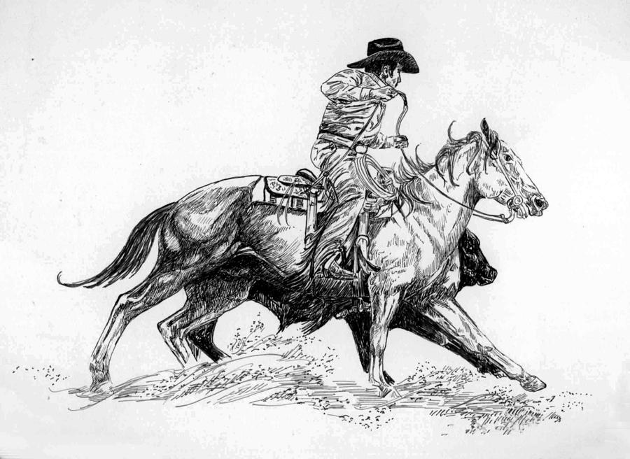 Quarter Horse Working Cowhorse Drawing by Olde Time Mercantile - Fine ...