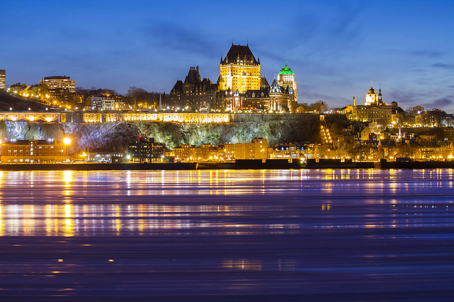 Quebec City by Night Photograph by Mircea Costina Photography