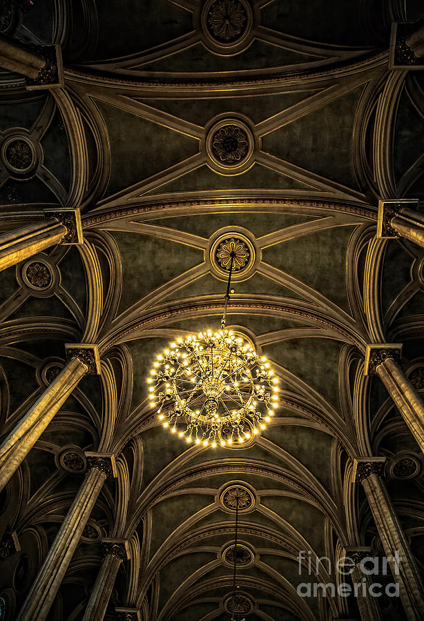 Quebec City Canada Ornate Grand Hall or Church Ceiling Photograph by Edward Fielding