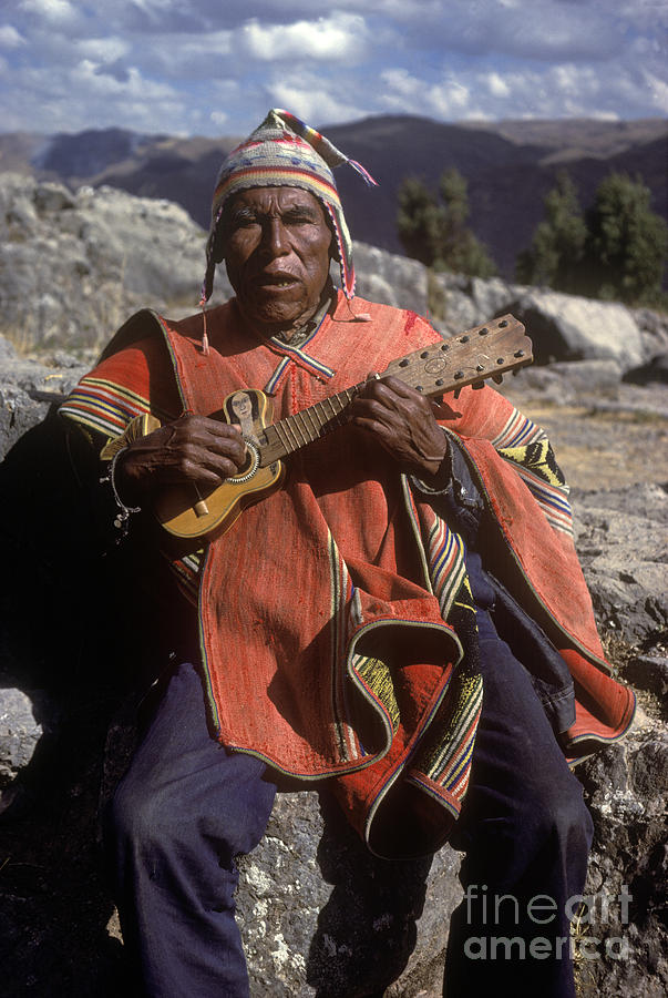 Quechua Man With Guitar - Peru Photograph by Craig Lovell