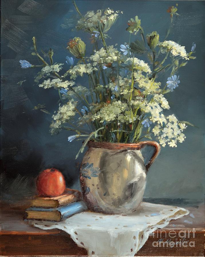 Still Life Painting - Queen Annes Lace by Viktoria K Majestic