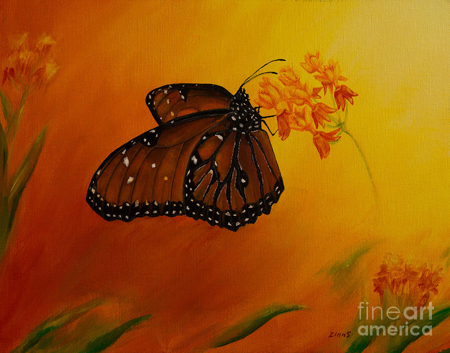Queen Butterfly  Painting by Zina Stromberg