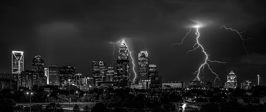 Charlotte Photograph - Queen City Strike B/W by Chris Austin