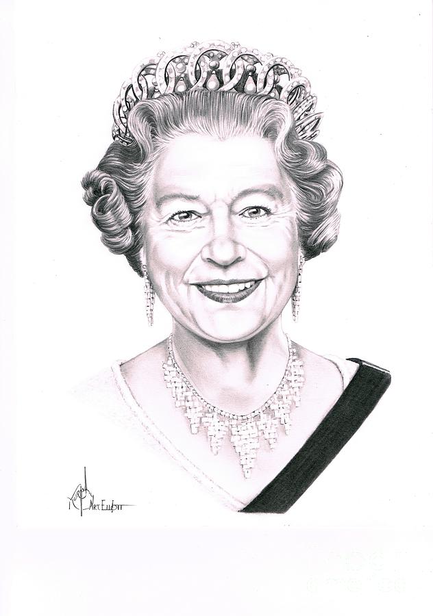 Queen Elizabeth Drawing by Murphy Elliott