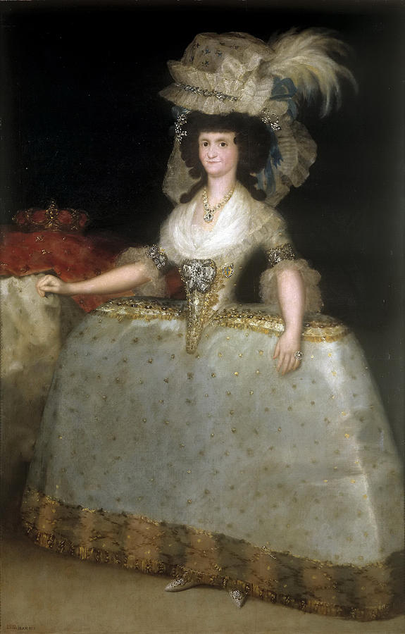 Francisco Goya Painting - Queen Maria Luisa wearing panniers by Francisco Goya