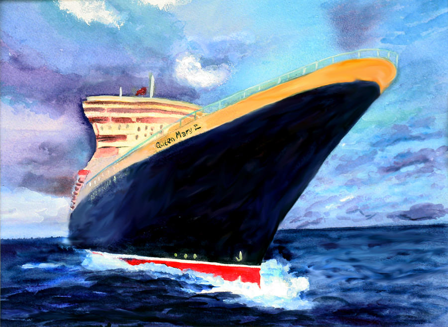Queen Mary 2 Painting by Donna Walsh