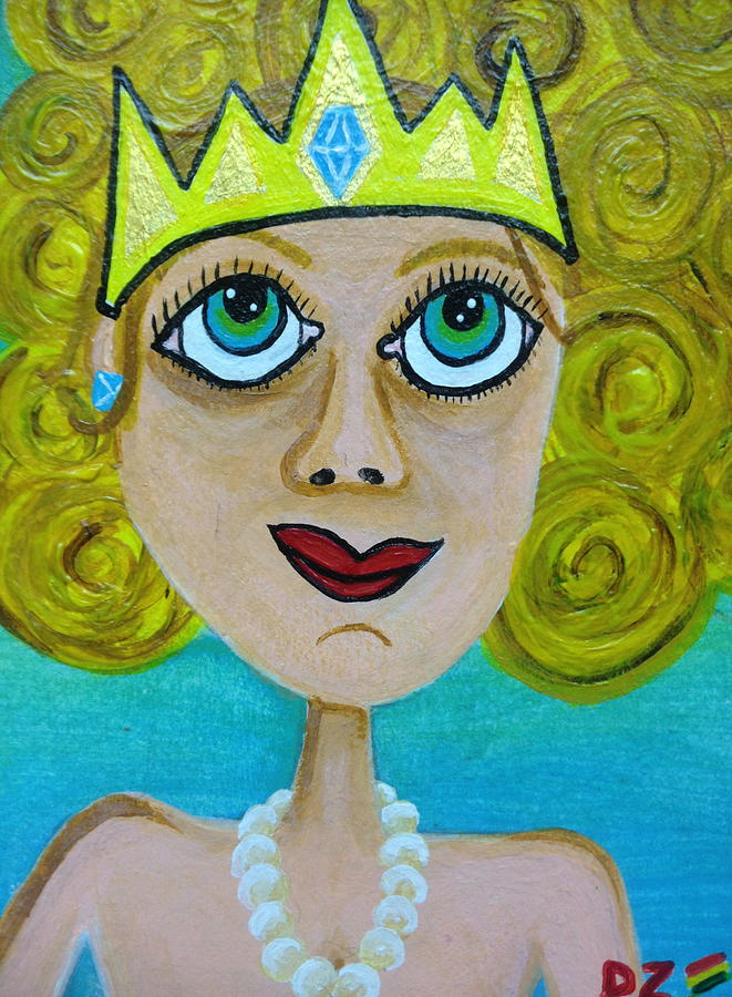 Fantasy Painting - Queen Of Diamonds by Diego  Zegarra