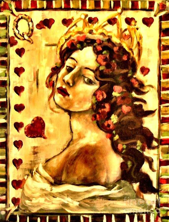 Queen of Hearts Painting by Carrie Joy Byrnes